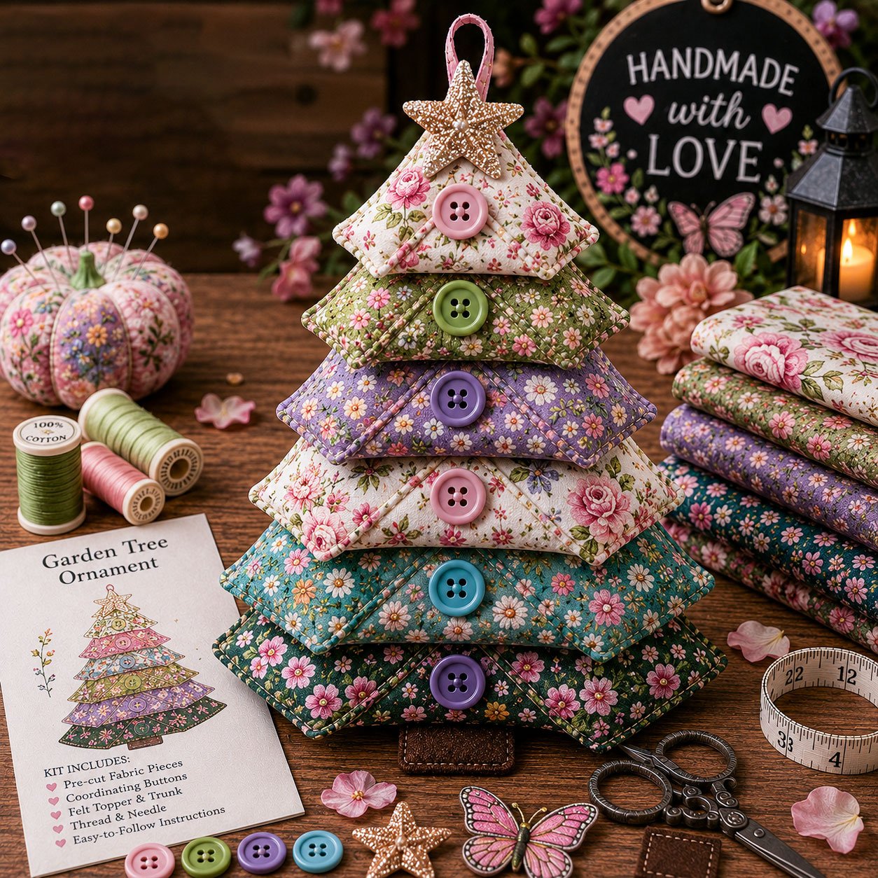 🎄Last Day 49% OFF - 🎃Layered Fabric Tree Ornament DIY Sewing Kit