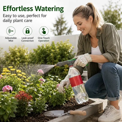 🌿 Bottle Mount Manual Sprayer Nozzle | Adjustable Brass Spray Head For Garden & Houseplant Care