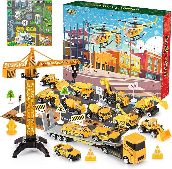 🔥Limited Time Promotion 49% OFF！！！🚗Kids Advent Calendar for Boys: Alloy Construction Engineering Vehicle Toy Sets