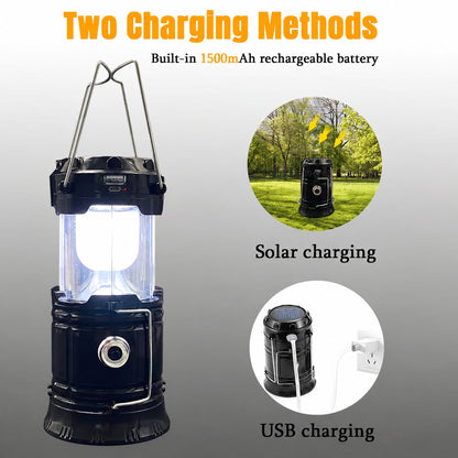 Collapsible Solar Rechargeable LED Camping Lantern & Flashlight