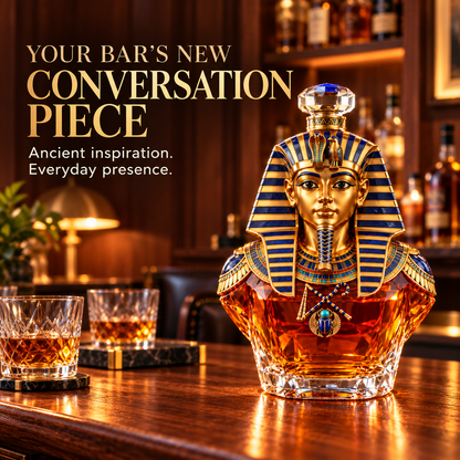👑 Tutankhamun’s Legacy Whiskey Decanter — Blue & Gold Limited Custom Edition