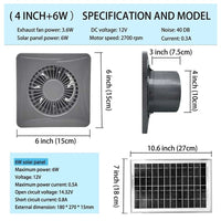 4inch fan+6W solar panel