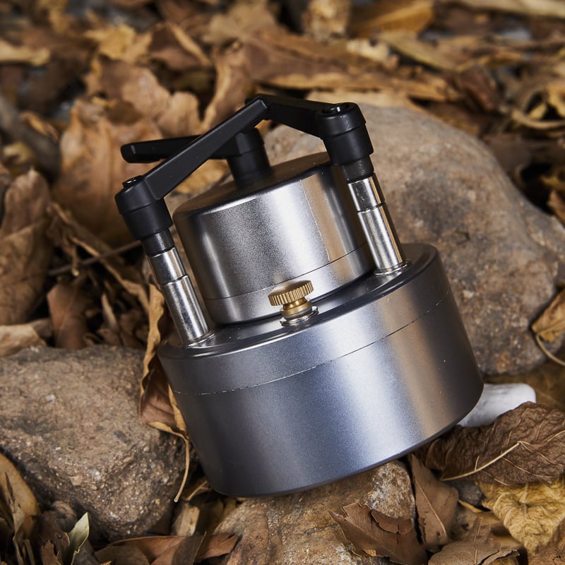 Portable camping alcohol stove outdoors