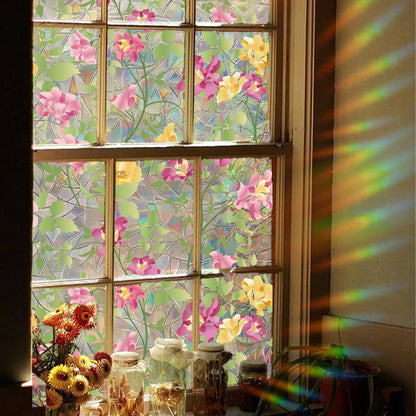 💐Colorful flowers, dazzling sunlight, double-sided visible glass decorative wall stickers