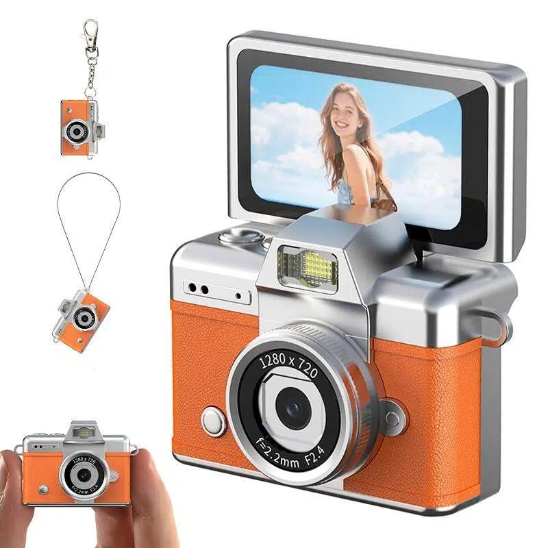 Retro Mini Digital Camera — 1080P Flip Screen, Keychain Size, Y2K Film Style
