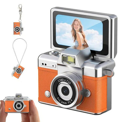 Retro Mini Digital Camera — 1080P Flip Screen, Keychain Size, Y2K Film Style