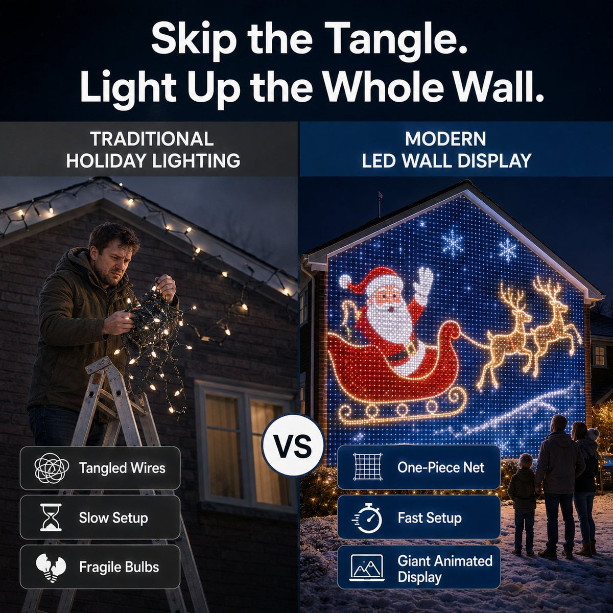 🎄✨Christmas LED House Net & Smart Outdoor Wall Curtain Light