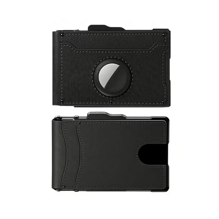 Wallet for Men - with Pop Up Aluminum Case Money Clip Slim Leather Slots Credit Card Holder RFID Blocking Bifold Minimalist Wallet