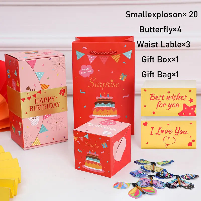 Birthday 20 Bounces Surprise Gift Box with Flying Butterfly Toys
