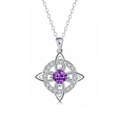 🔮 Personalized Witch’s Knot Birthstone Necklace – Sacred Protection & Luck Talisman ✨
