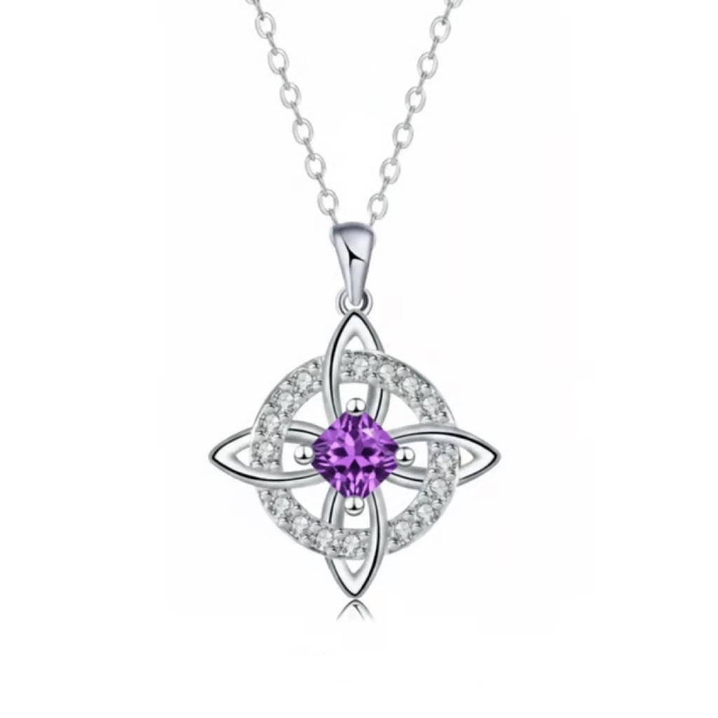 🔮 Personalized Witch’s Knot Birthstone Necklace – Sacred Protection & Luck Talisman ✨