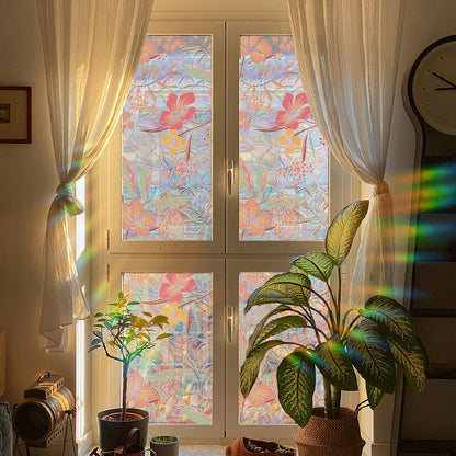 💐Colorful flowers, dazzling sunlight, double-sided visible glass decorative wall stickers