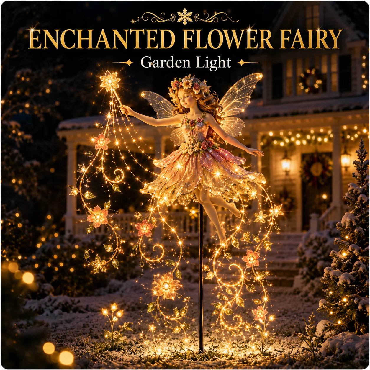 🔥✨ Enchanted Flower Fairy Solar Garden Light – Magical Glowing Outdoor Christmas Yard Decor 🧚🌸