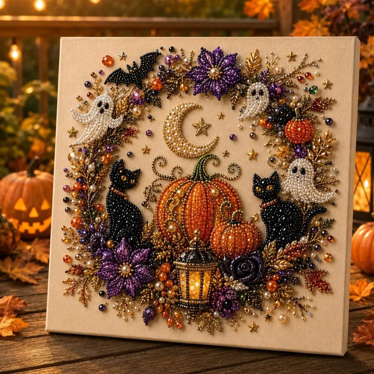 Cute Halloween Ghost Pearl Art DIY Kit (8 × 8 in)