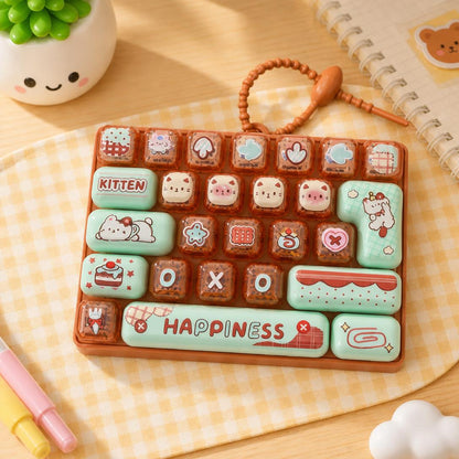 🐱26-Key Mini Mechanical Keyboard Fidget Toy Keychain