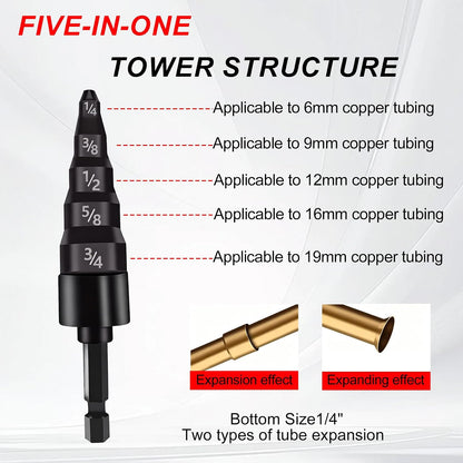 🔧 7PCS Copper Tube Swaging Drill Bit Set | HVAC Air Conditioning Pipe Expander Kit