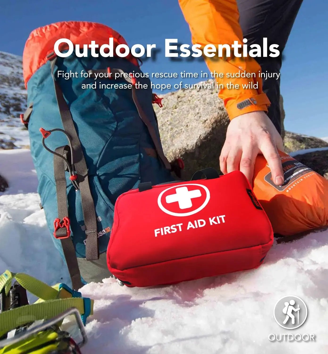 🔥330 Piece Waterproof Compact First Aid Kit | Comprehensive Emergency Survival Kit for Home, Travel, Camping, Car & Outdoor Use