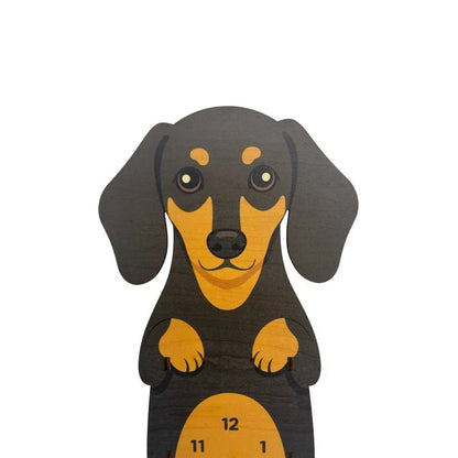 Playful Swinging Dog Wooden Wall Clock