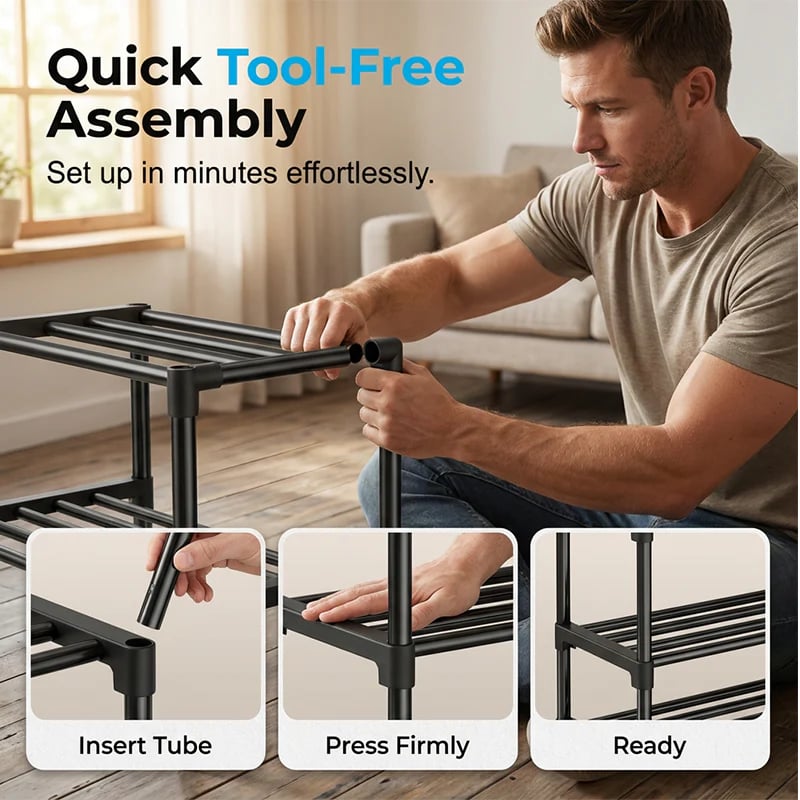 👟Multi-layer Shoe Storage Shelf | Sturdy· Stackable· Space-Saving