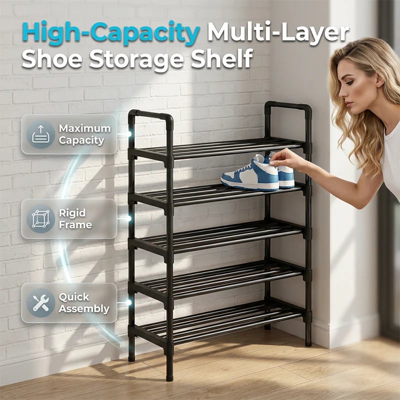👟Multi-layer Shoe Storage Shelf | Sturdy· Stackable· Space-Saving