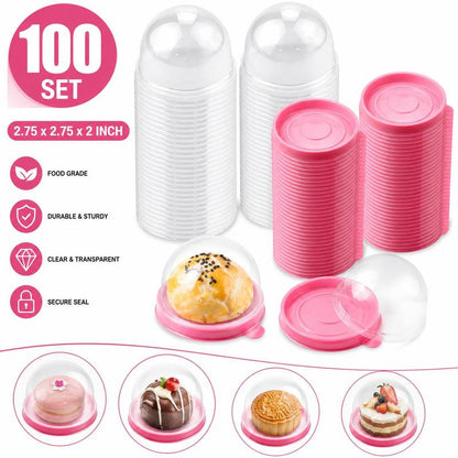 100 Pack Mini Dessert Containers with Dome Lids