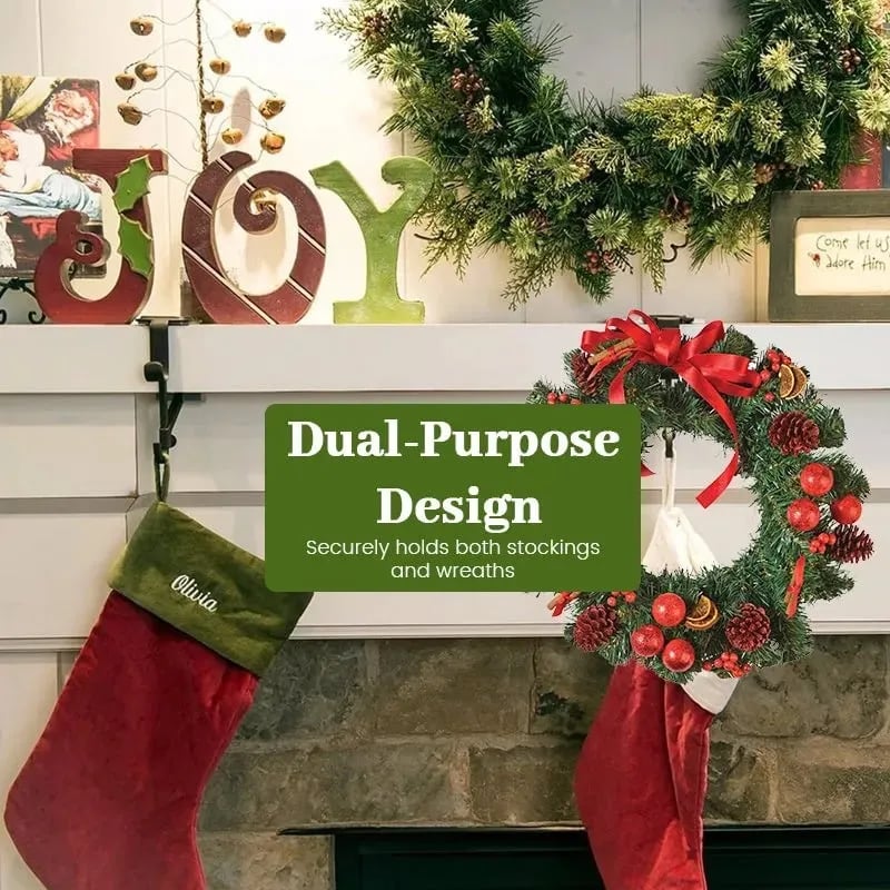 Adjustable Stocking & Garland Fireplace Mantel Hanger