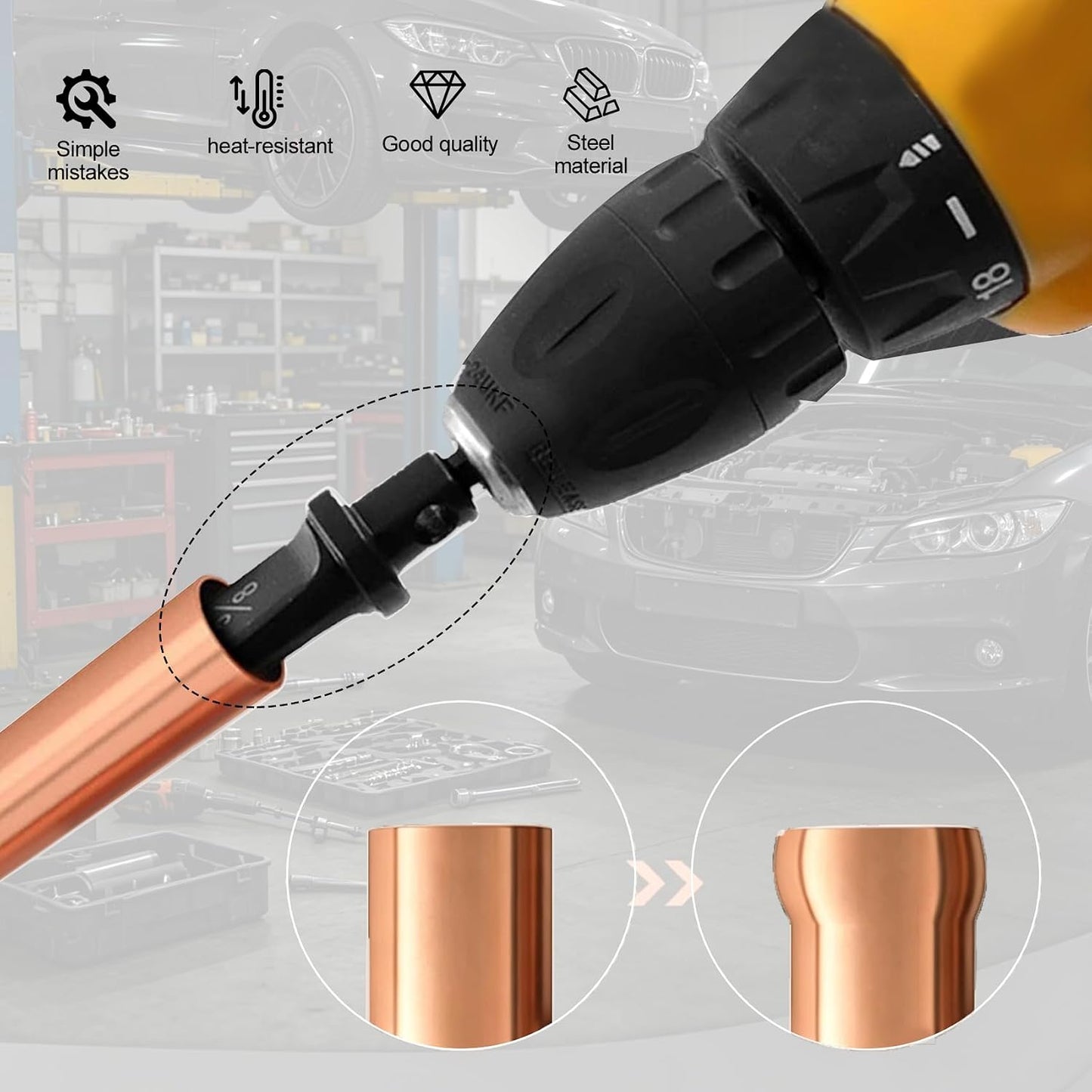 🔧 7PCS Copper Tube Swaging Drill Bit Set | HVAC Air Conditioning Pipe Expander Kit