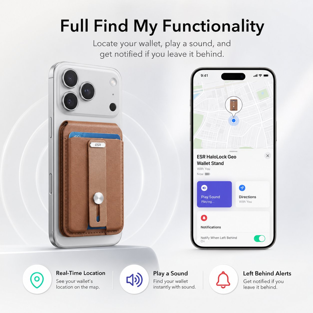 Smart Magnetic Phone Wallet with Stand & Location Tracking