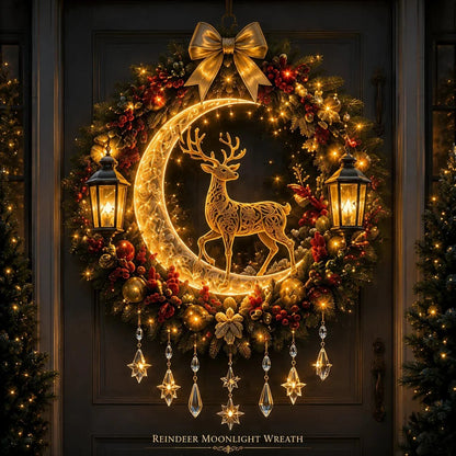 ✨ Christmas Moonlight Wreath Collection – Lighted Holiday Door Decor