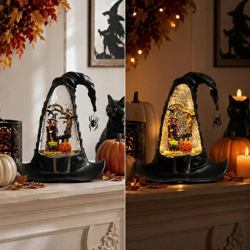 Witches Hat Lighted Water Lantern With Swirling Glitter - 4500755  - USB Included New