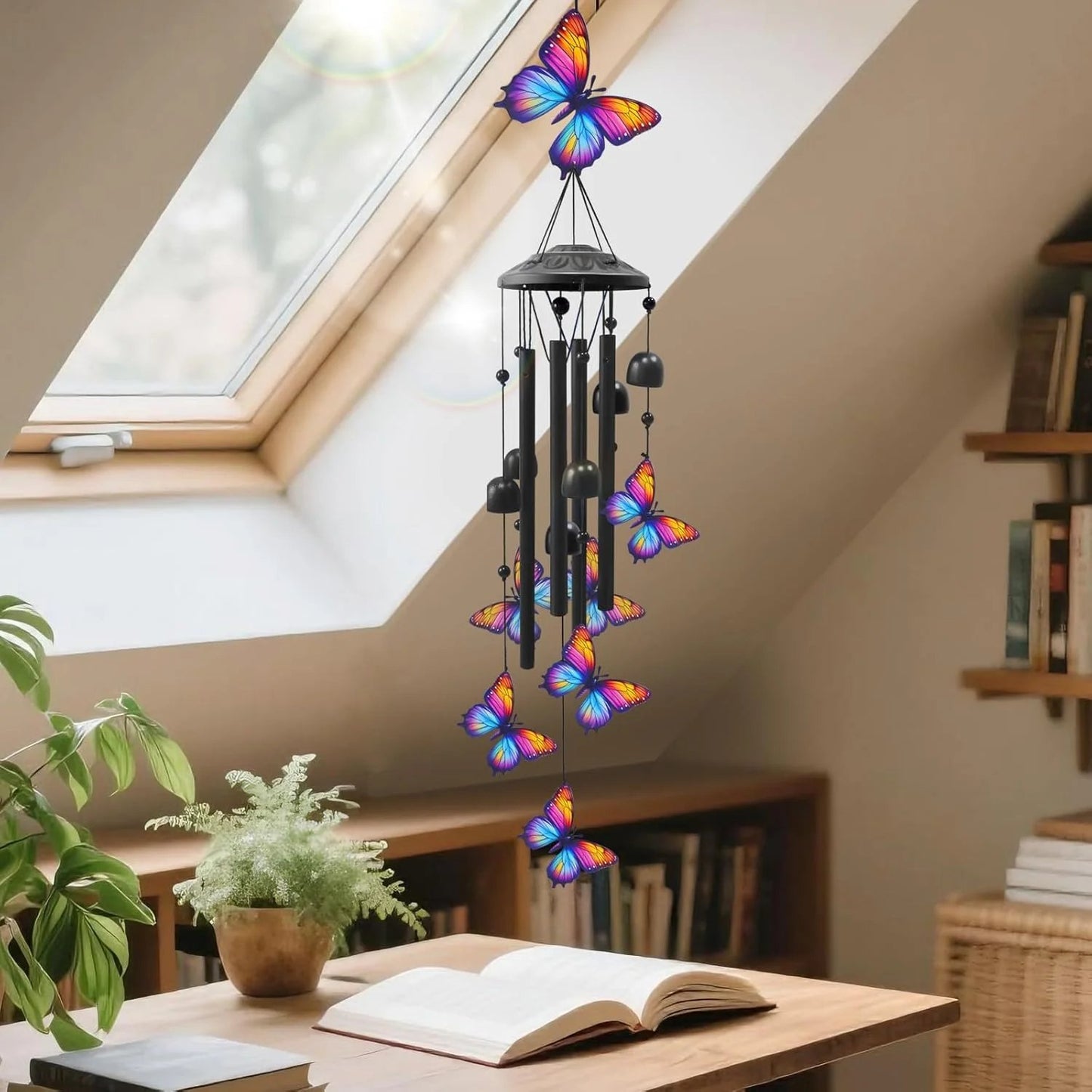 🔥🐦Vintage Colorful Hummingbird Wind Chime with Metal Tubes and Bells
