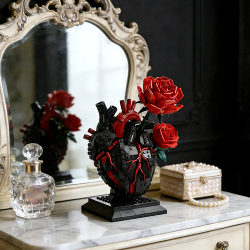 🌹Forbidden Heart — Black Thorn Rose Building Block