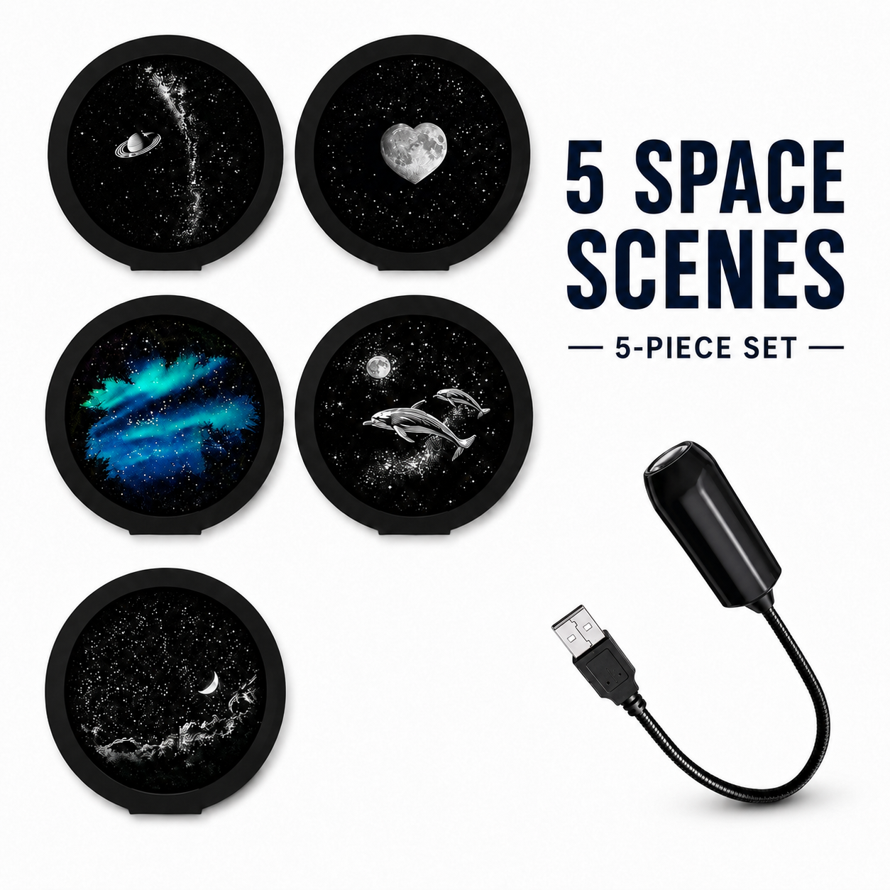 HD Holiday Scene Projector – Swappable Discs, USB Plug & Play | Christmas, Halloween & Galaxy