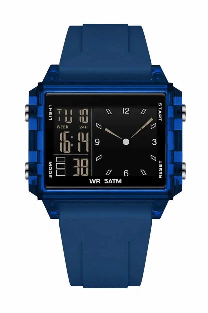 Analog-Digital Sport Watch – Waterproof, Luminous & Multi-Function