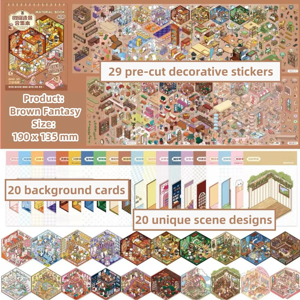🏙️Create Your Unique Miniature World with Our 3D Scene Sticker Book ✨