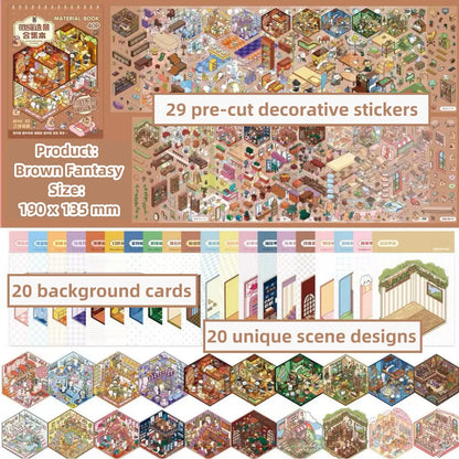🏙️Create Your Unique Miniature World with Our 3D Scene Sticker Book ✨