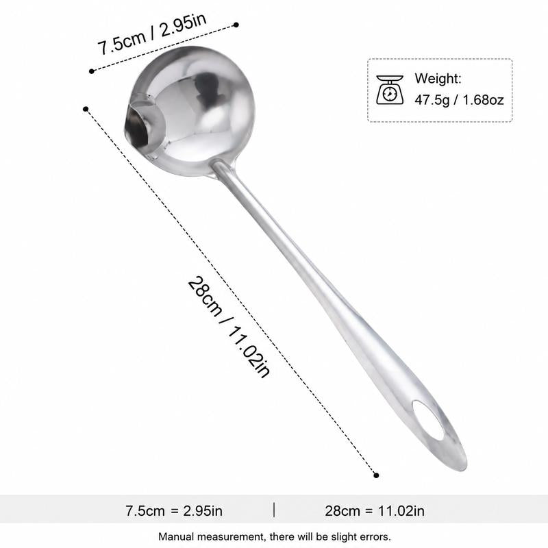 2 Counts, Stainless Steel Oil Separator Soup Ladle
