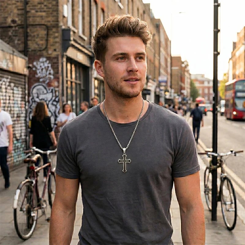 Men’s Engraved Cross Necklace – Timeless Style with a Meaningful Message