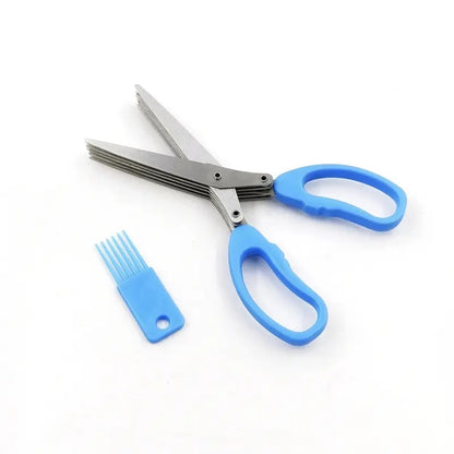 ✂️Herb Scissors 5 Blade Kitchen Shears, Multipurpose Herb Cutter with Safety Cover & Cleaning Comb for Basil Chive Parsley