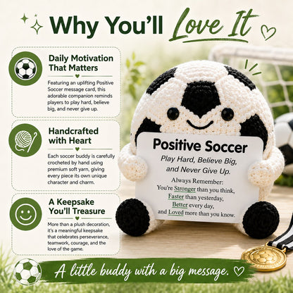 ⚽ Positive Soccer Buddy|Handmade Crochet Encouragement Gift 💚