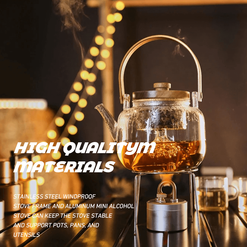 Portable alcohol stove supporting outdoor kettle