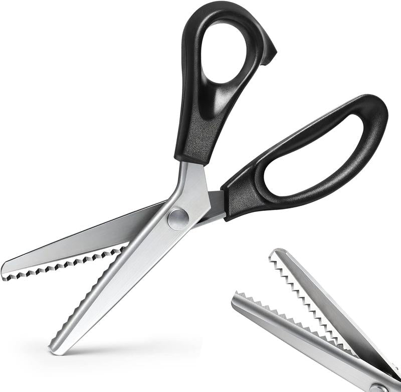 Stainless Steel Zig Zag Scissors with Serrated Teeth, Sharp Craft Cutting Tool for Sewing, Fabric, Dressmaking & DIY Projects