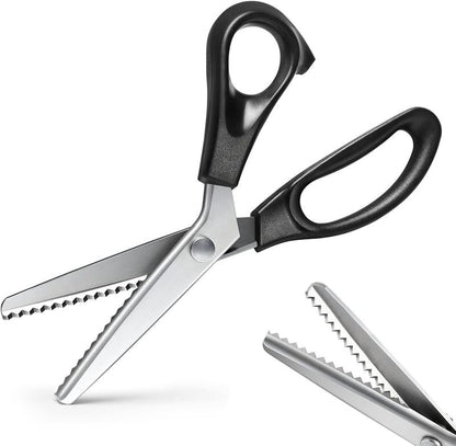 Stainless Steel Zig Zag Scissors with Serrated Teeth, Sharp Craft Cutting Tool for Sewing, Fabric, Dressmaking & DIY Projects