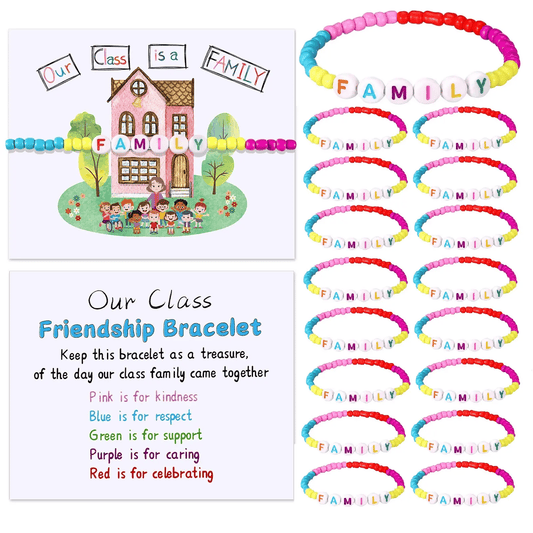 🏫Back to School Friendship Bracelets Set🧒 -Include Our Class Is a Family Greeting Card and  Bracelet with Bags Gift