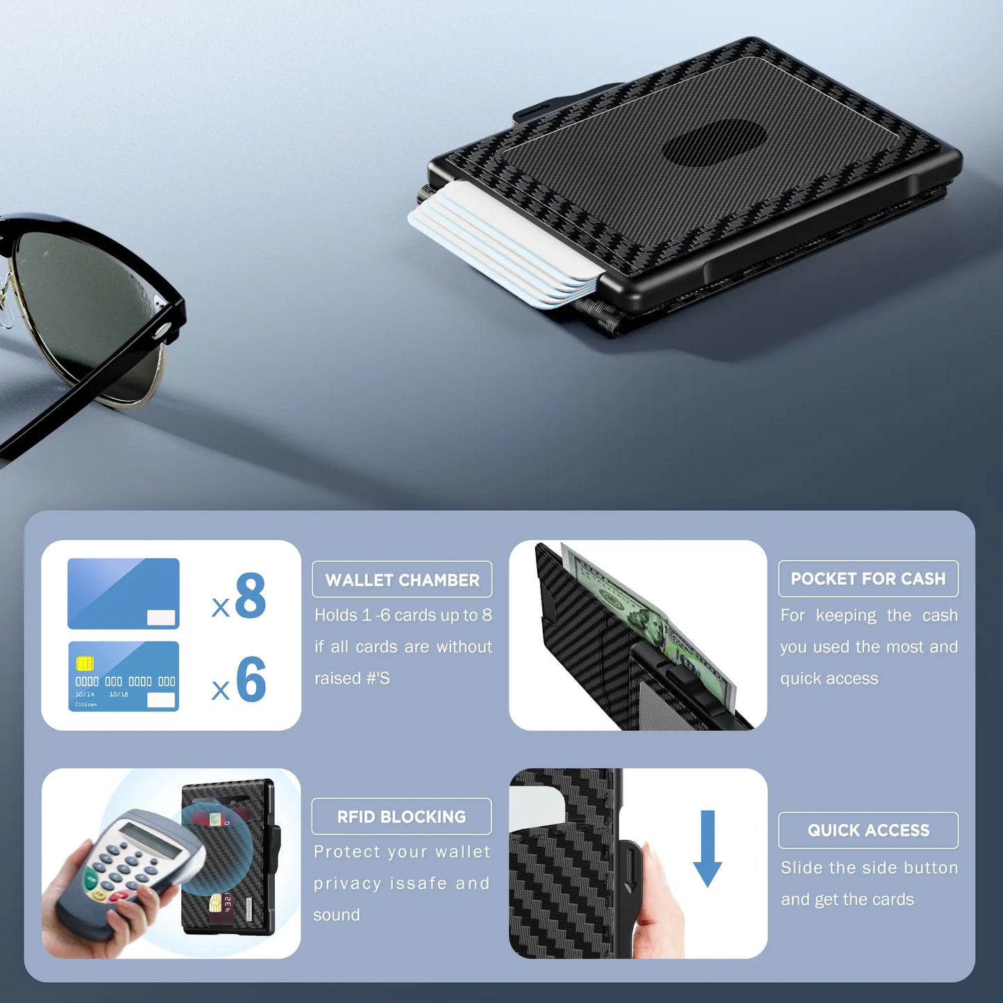 🧳Men's wallet - Pop-up card holder, cash slot and credit card slot