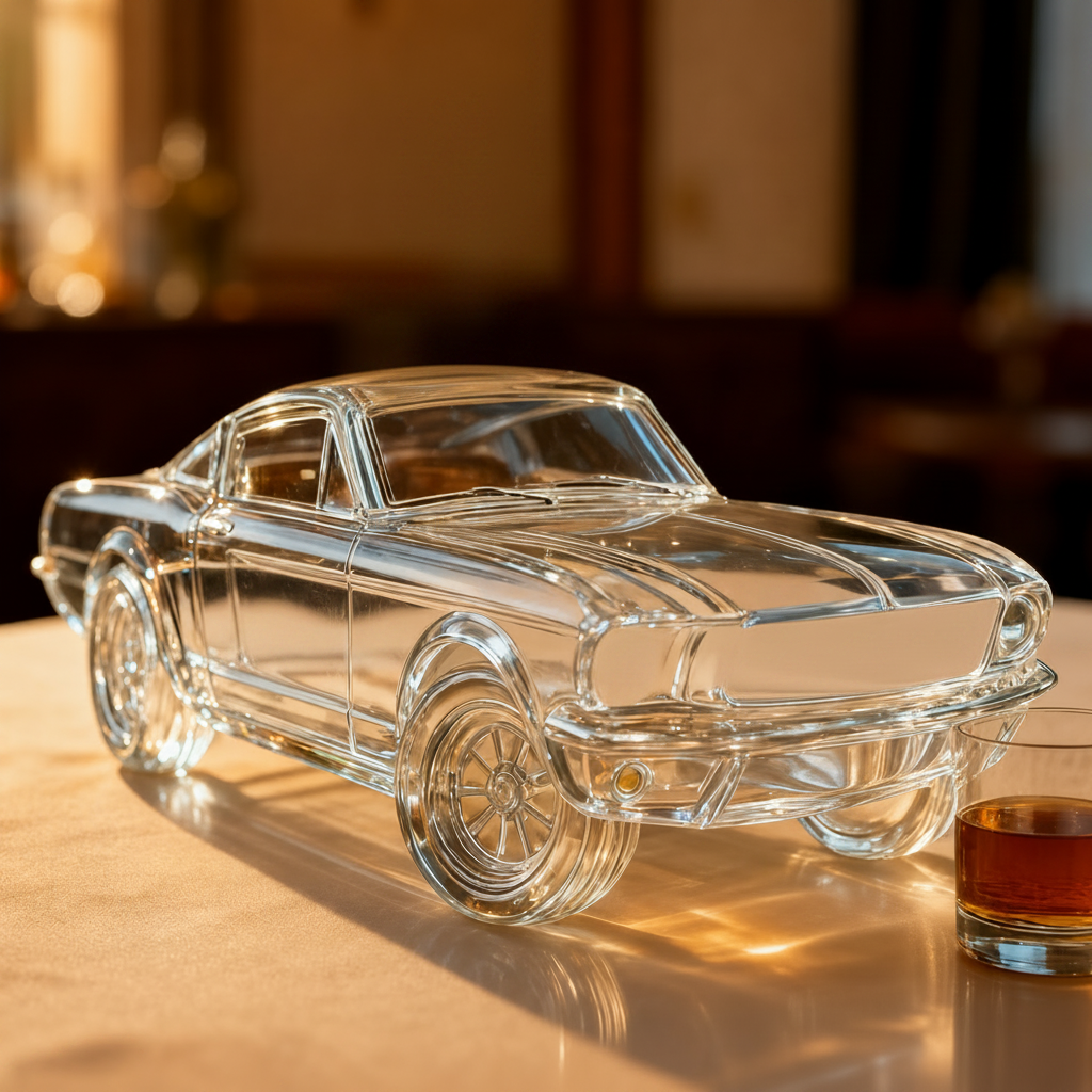 🔥Vintage Racing Car Crystal Glass Whiskey Decanter🥃