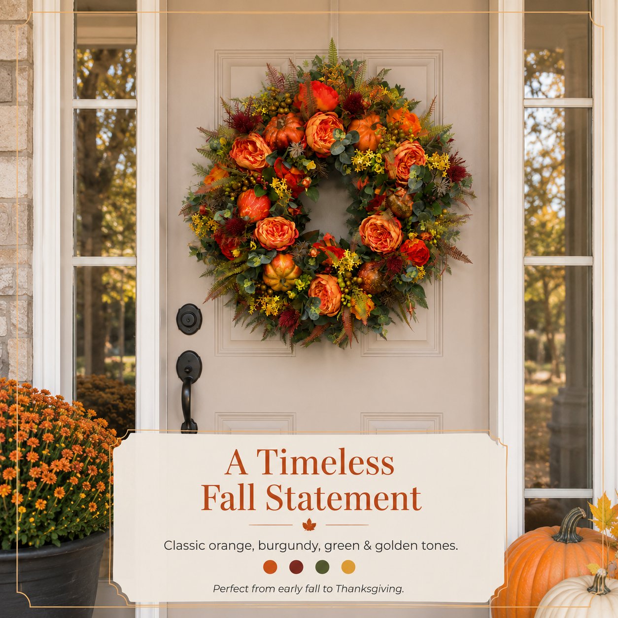 🔥Last Day 49% OFF💖 Handmade Fall Peony And Pumpkin Wreath - Year Round Wreath