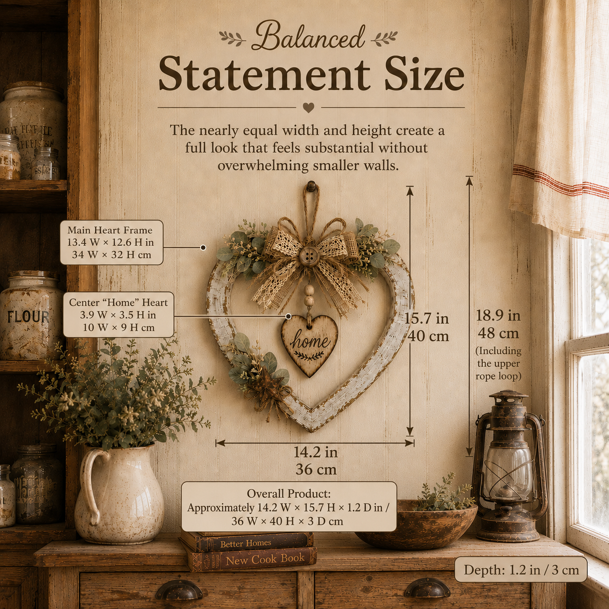 🤎Rustic Farmhouse Heart Wall Decor with “Home” Sign