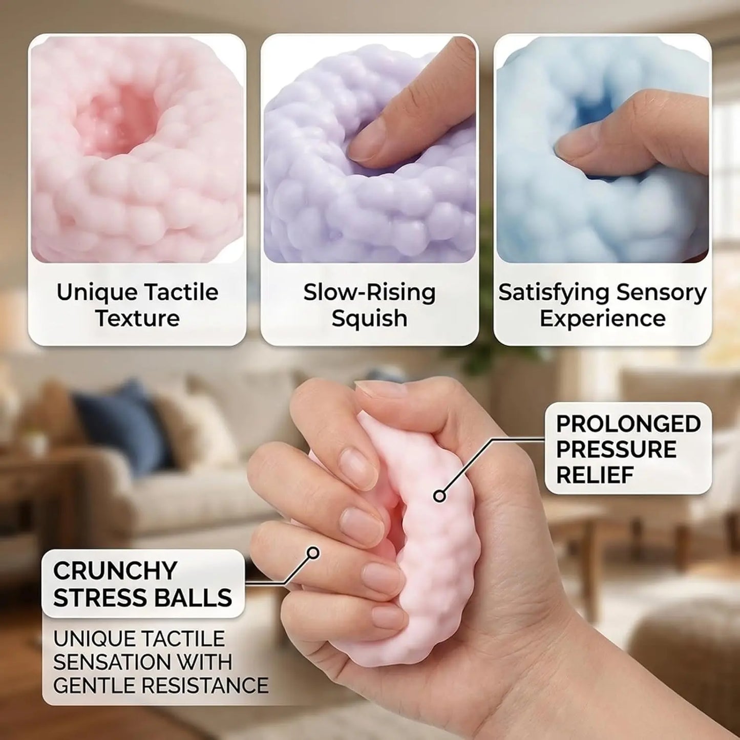 Crunchy Stress Balls, Soft Squishy Squeeze Balls for Kids & Adults ✅