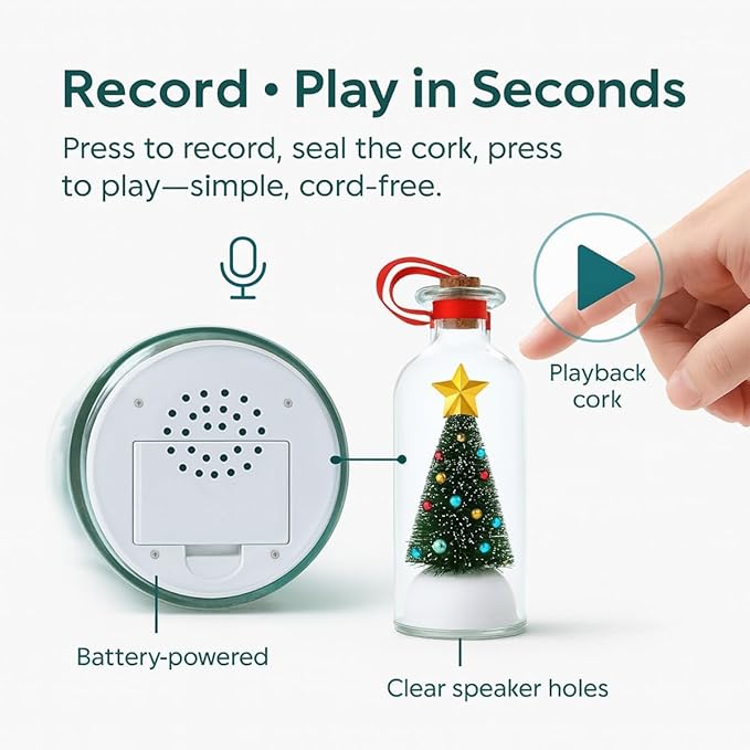 🔥Limited Time 50% Off🎄 8" Recordable Christmas Tree Message In A Bottle
